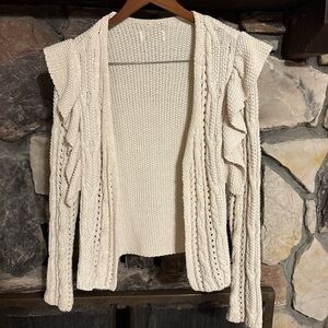 Cream Open-Front Knit Sweater